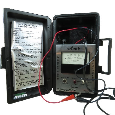 Imperial A-4 Type 2 Capacitor Analyzer Tester 0-60/0-600 MFD w/ Case