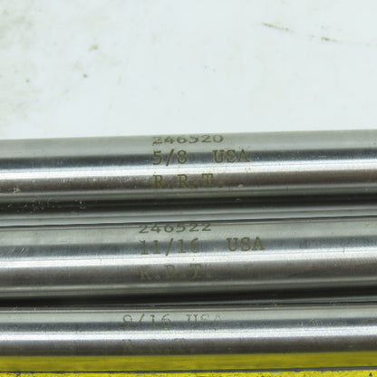 R.R.T. 246520 Set of (3) Straight Shank Chucking Reamers 5/8" 11/16" 9/16"