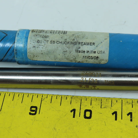 RTT 240021 21/32" HSS Straight Shank Chucking Reamer