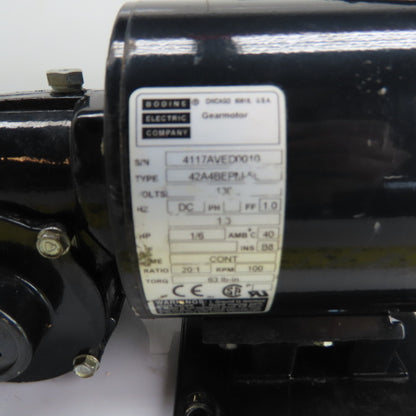 Bodine Electric 42A4BEPM-5L 1/6HP DC Gearmotor 130VDC 100RPM 20:1 Ratio