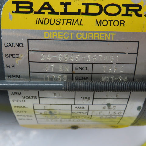 Baldor 34-6545-3674G1 1/2HP DC Electric Motor 90V 1750RPM TEFC