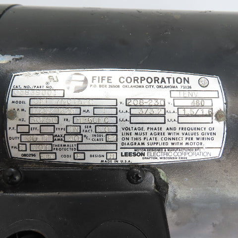 Fife Leeson C6T17NC152C 1HP AC Electric Motor 230/460V 3Ph 56CFC Frame