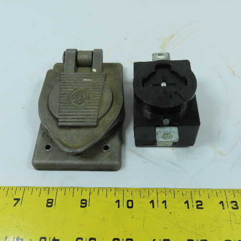 Hubbell 30A 3-Pole Twist-Lock Receptacle W/Weatherproof Spring Cover 600VAC