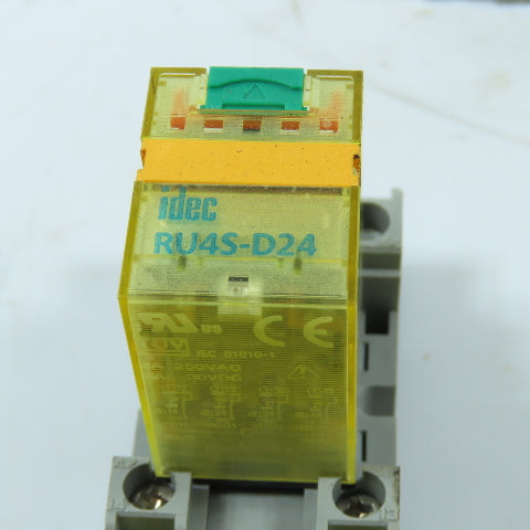 IDEC RU4S-D24 4PDT 6A Ice Cube Relay w/Socket Base 24VDC Lot Of 4
