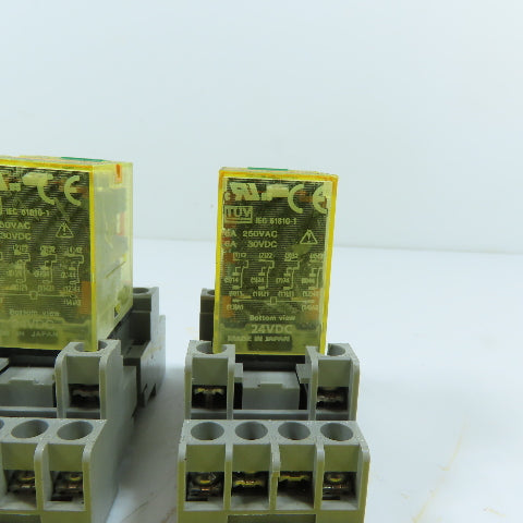 IDEC RU4S-D24 4PDT 6A Ice Cube Relay w/Socket Base 24VDC Lot Of 4