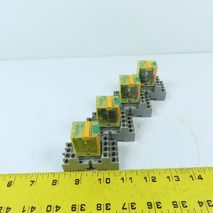 IDEC RU4S-D24 4PDT 6A Ice Cube Relay w/Socket Base 24VDC Lot Of 4