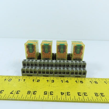 IDEC RU4S-D24 4PDT 6A Ice Cube Relay w/Socket Base 24VDC Lot Of 4