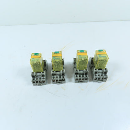 IDEC RU4S-D24 4PDT 6A Ice Cube Relay w/Socket Base 24VDC Lot Of 4