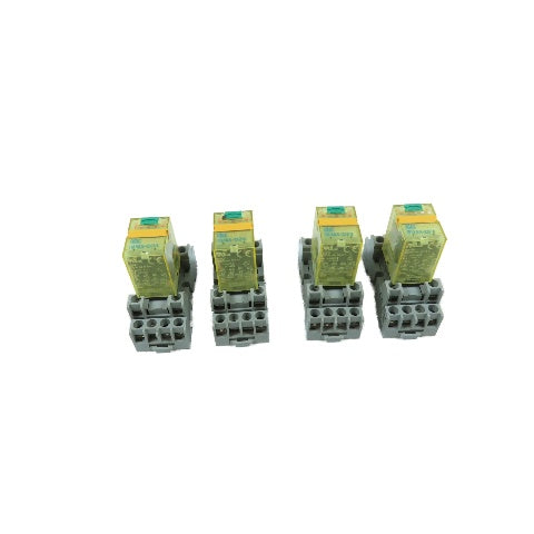 IDEC RU4S-D24 4PDT 6A Ice Cube Relay w/Socket Base 24VDC Lot Of 4
