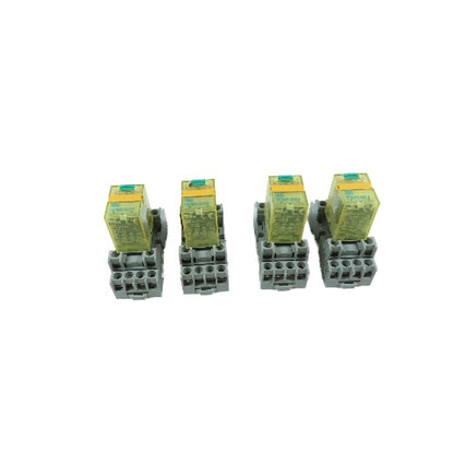 IDEC RU4S-D24 4PDT 6A Ice Cube Relay w/Socket Base 24VDC Lot Of 4
