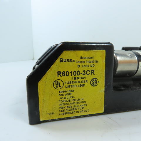Bussmann 1BR041 R60100-3CR 100A 3-Pole Fuse Block 600V