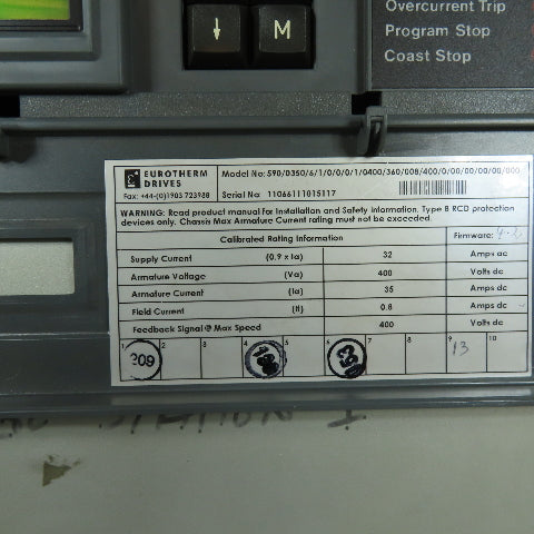 Eurotherm 590/0350/1/6 590 Link Series DC Drive Door Controller Board 480VAC