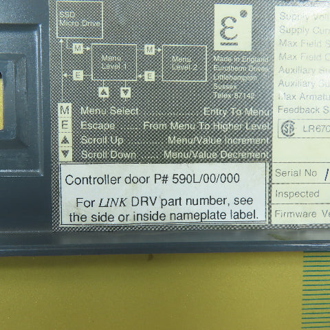 SSD 590LD/00/000 590 Series Link DC Drive Door Control Assembly ROM 3.1