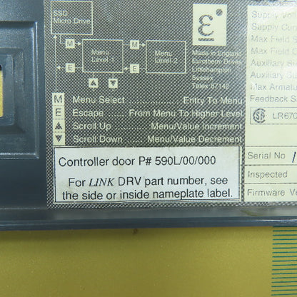 SSD 590LD/00/000 590 Series Link DC Drive Door Control Assembly ROM 3.1