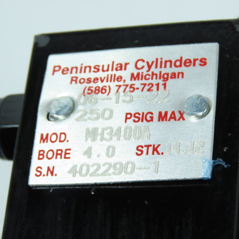 Peninsular MH3400A 4" Bore Double Acting Air Cylinder 14.12" Stroke 250 PSI Max