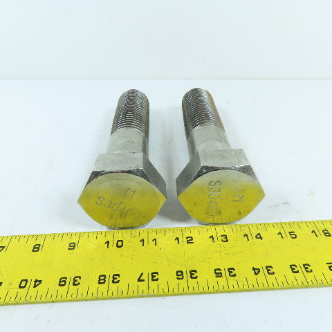 S30400 1-1/2"-6 x 6" Stainless Steel Hex Bolt Lot Of 2