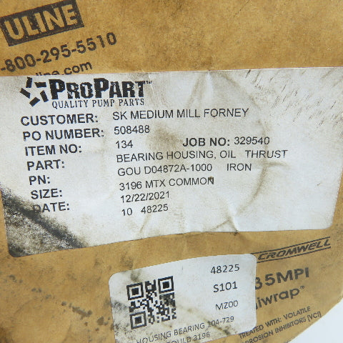 ProPart 104-729 GOU D04872A-1000 Bearing Housing Oil Thrust Iron 3196 MTX Pump