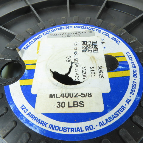 SEPCO ML4002-5/8 5/8" 100% GFO Braided Mechanical Packing Spool 18# Remaining
