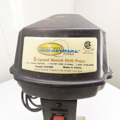 Northern Industrial RDM1301BN 5-Speed Bench Top Drill Press 1/2" Chuck 120V 1Ph
