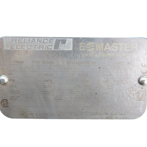 Reliance Electric P25G4903 20HP AC Electric Motor 230/460V 3Ph 256T 1760RPM
