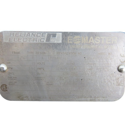 Reliance Electric P25G4903 20HP AC Electric Motor 230/460V 3Ph 256T 1760RPM