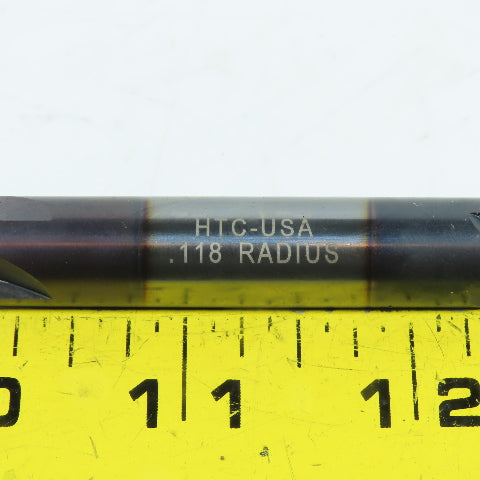 HTC Solid Carbide Double End Corner Rounding Milling Cutter .118 Radius 4 Flute