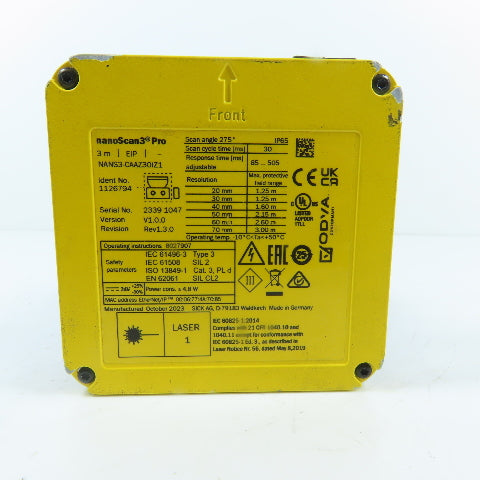 SICK NANS3-CAAZ30IZ1 nanoScan3 Pro Safety Laser Scanner 3m Parts/Repair