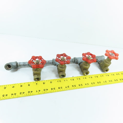 4 Way 3/8" NPT Assembled Water Gate Valve Manifold