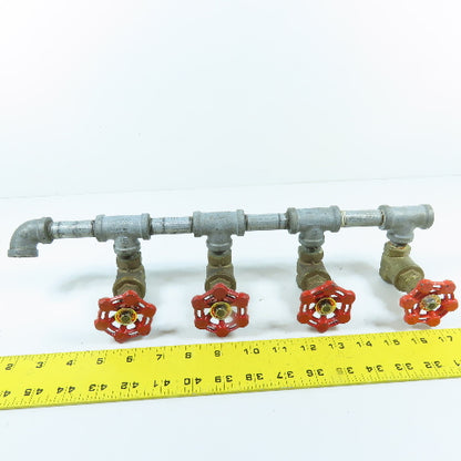 4 Way 3/8" NPT Assembled Water Gate Valve Manifold