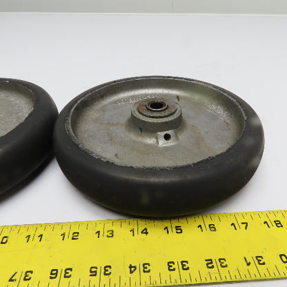 8" x 2" Rubber Over Cast Aluminum Wheel 5/8 Bearing Bore Lot Of 2