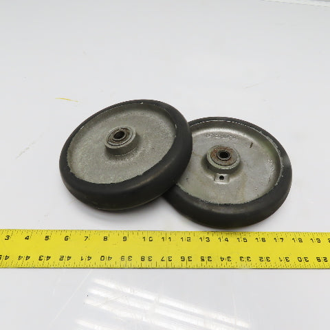 8" x 2" Rubber Over Cast Aluminum Wheel 5/8 Bearing Bore Lot Of 2