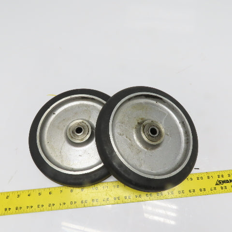 R&K 10" x 2" Rubber Over Cast Aluminum Wheel 5/8 Bearing Bore Lot Of 2