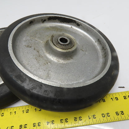 R&K 10" x 2" Rubber Over Cast Aluminum Wheel 5/8 Bearing Bore Lot Of 2