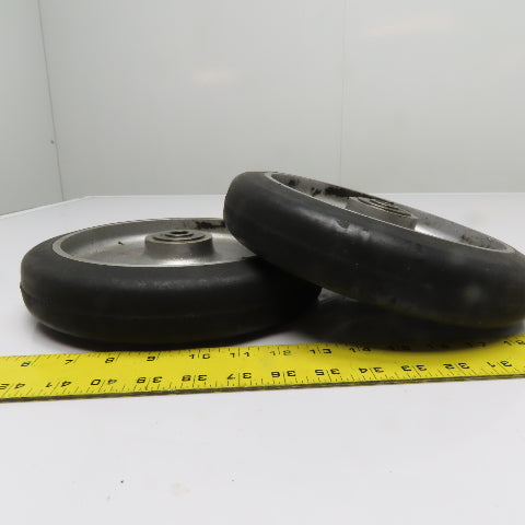 R&K 10" x 2" Rubber Over Cast Aluminum Wheel 5/8 Bearing Bore Lot Of 2