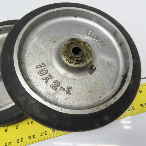 R&K 10" x 2" Rubber Over Cast Aluminum Wheel 5/8 Bearing Bore Lot Of 2