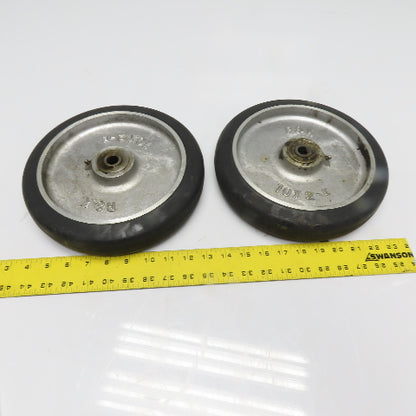R&K 10" x 2" Rubber Over Cast Aluminum Wheel 5/8 Bearing Bore Lot Of 2