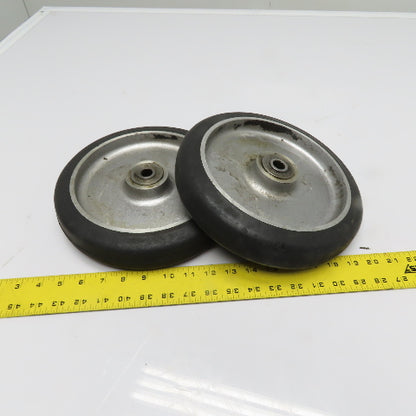 R&K 10" x 2" Rubber Over Cast Aluminum Wheel 5/8 Bearing Bore Lot Of 2