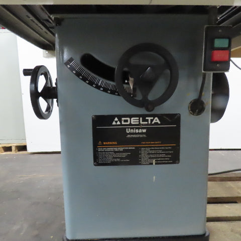Delta Unisaw 10" Tilting Arbor Cabinet Table Saw 208-220/480V 5Hp Tested