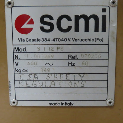 SCMI SI 12 PS Tilting Arbor Table Saw 460V 3Ph 60Hz 4.8kW 90-45° Bevel Tested