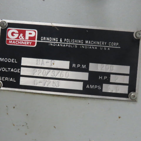 G&P Machinery UA-2 Pedestal Sanding & Polishing Machine 2Hp 220V 3Ph 1200 RPM