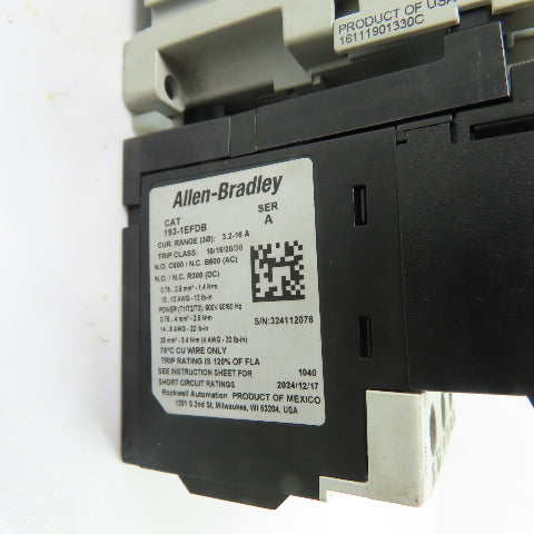 Allen-Bradley 100-C16*10 16A 120V Coil Contactor w/ 193-1EFDB Overload Relay