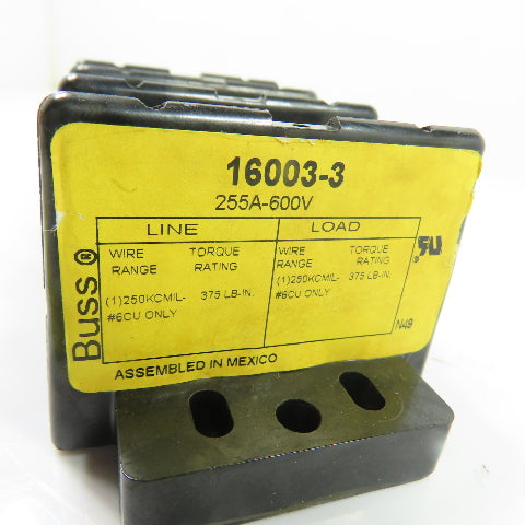 Bussmann 16003-3 255A 3-Pole Power Distribution Block 600V