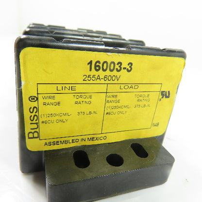 Bussmann 16003-3 255A 3-Pole Power Distribution Block 600V