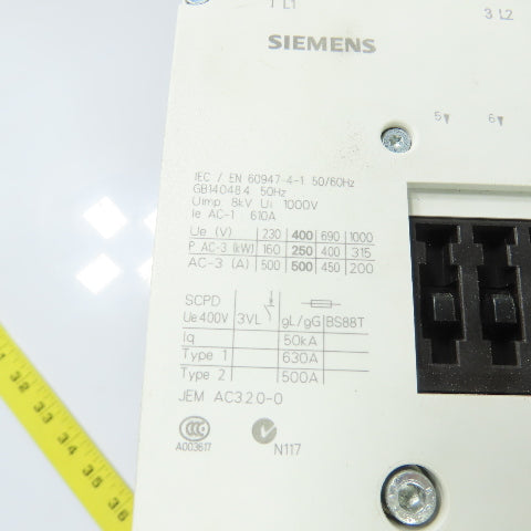 Siemens 3RT1076-6AR36 Sirius 500A 3-Pole Power Contactor 440-480V Coil