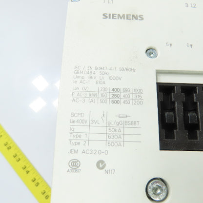 Siemens 3RT1076-6AR36 Sirius 500A 3-Pole Power Contactor 440-480V Coil