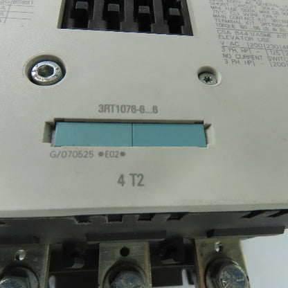 Siemens 3RT1076-6AR36 Sirius 500A 3-Pole Power Contactor 440-480V Coil