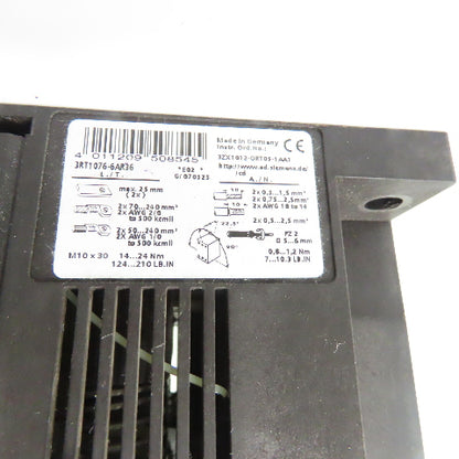 Siemens 3RT1076-6AR36 Sirius 500A 3-Pole Power Contactor 440-480V Coil