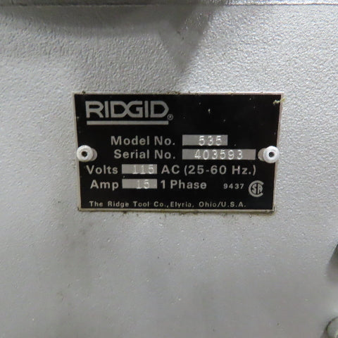 RIDGID 535 Pipe & Bolt Threading Machine on Stand 115V 15A 1Ph & Extras