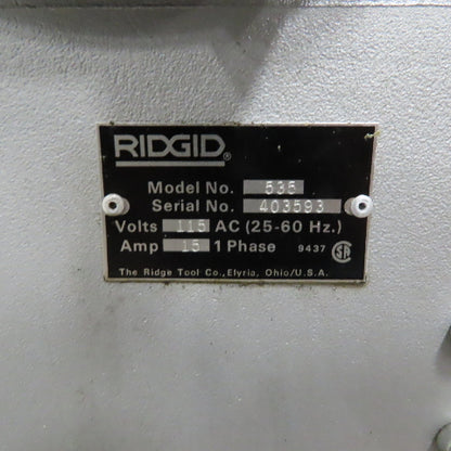 RIDGID 535 Pipe & Bolt Threading Machine on Stand 115V 15A 1Ph & Extras