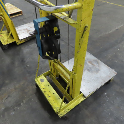 24" x 24" 1 Ton Load Tested Manual Hand Crank Winch Lift Table Cart 4"-35" Lift
